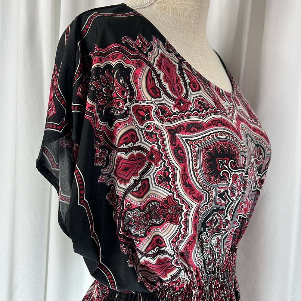 HeartSoul L Black/Burgundy Patterned Blouse - Picture 7 of 13